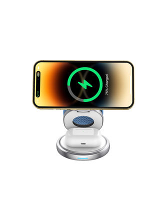 Qi2 Metal Fast Foldable Wireless Charging Station 3 In 1 360 Degrees Rotating